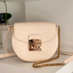Furla Metropolis Saddle Cream Handbag